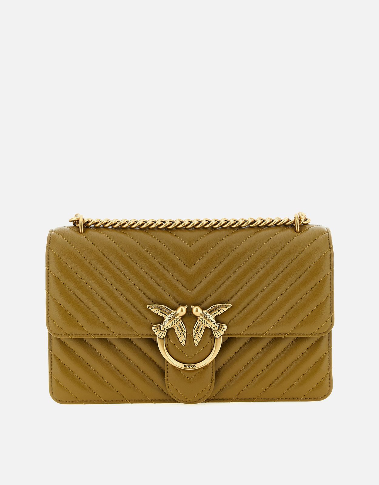 Pinko Love One Classic Quilted Nappa Leather Chevron Crossbody Bag