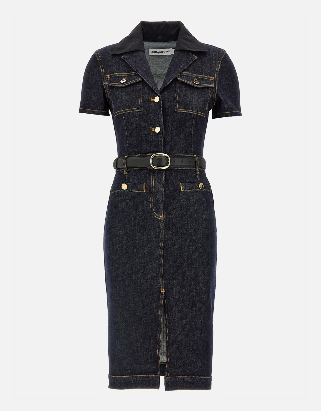 Self-Portrait Indigo Denim Midi Dress -