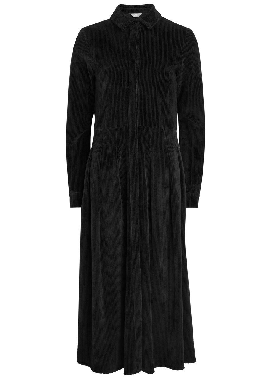 MM Paese Corduroy Midi Shirt Dress - Black - S - S