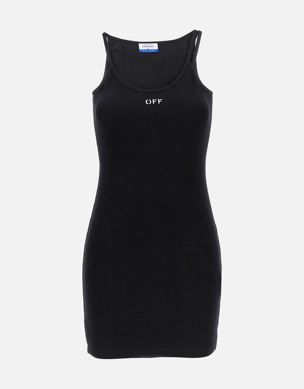 Off-White Off Stamp Ribbed Stretch Cotton Dress - IT