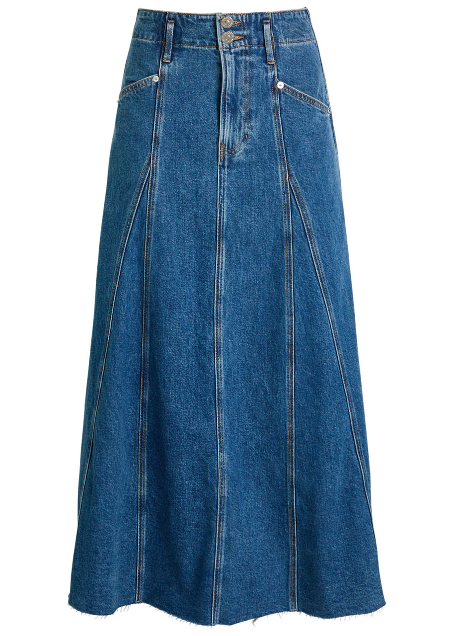 Veronica Beard Alix Panelled Stretch-denim Midi Skirt - Blue -