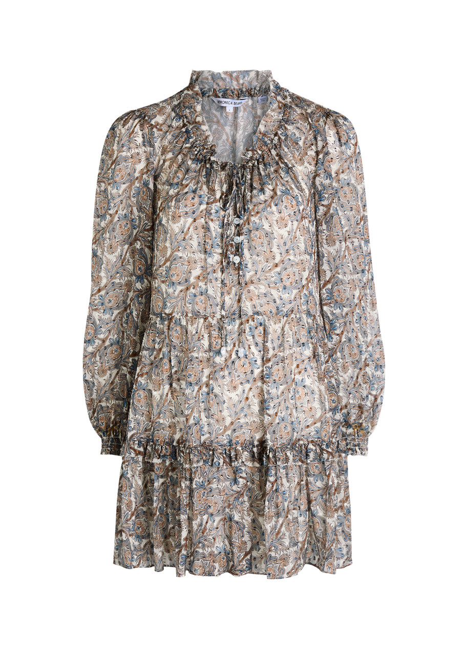 Veronica Beard Charles Printed Silk-blend Mini Dress - Multicoloured - M