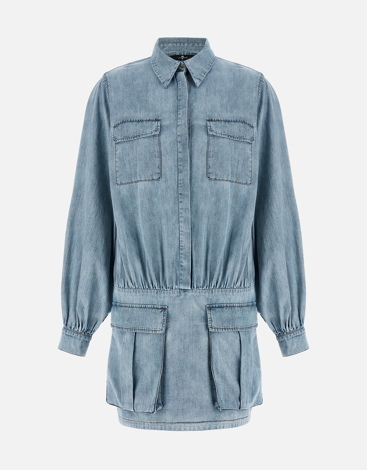 For All Mankind Utility Cotton Denim Mini Dress