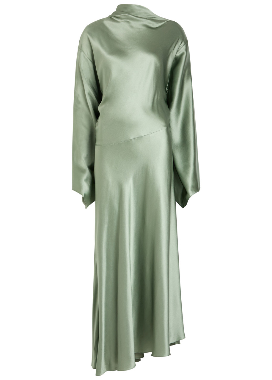 DE LA Vali Bayamo Draped Silk-blend Maxi Dress - Teal - L
