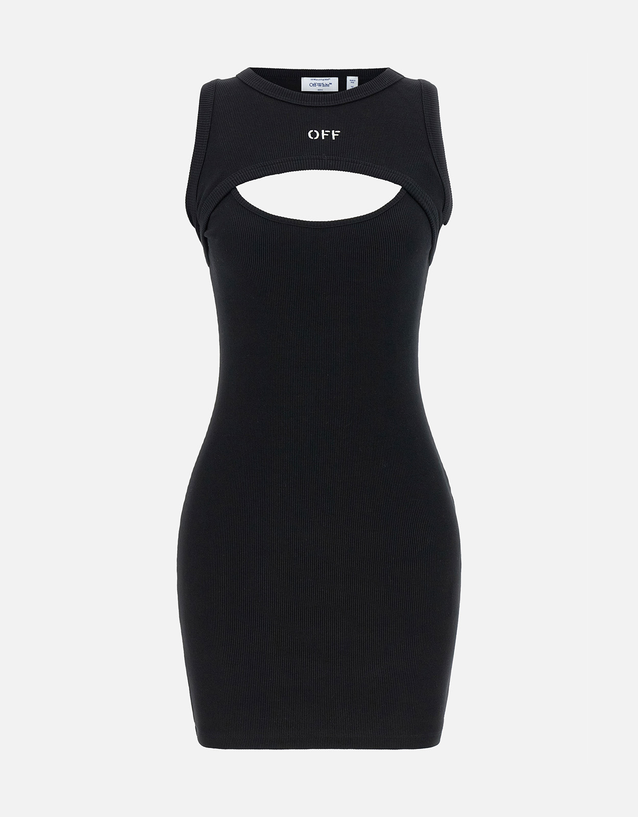 Off-White Cotton Ribbed Stretch Slim Mini Dress - IT