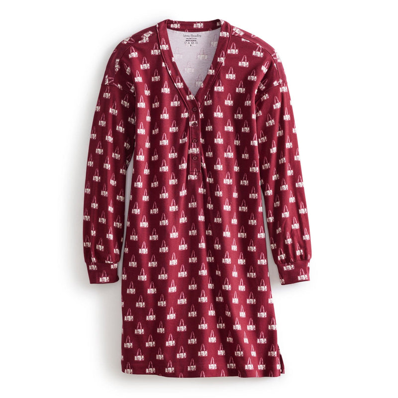 Vera Bradley Henley Night Dress Women in Duffel Mosaic Red Small