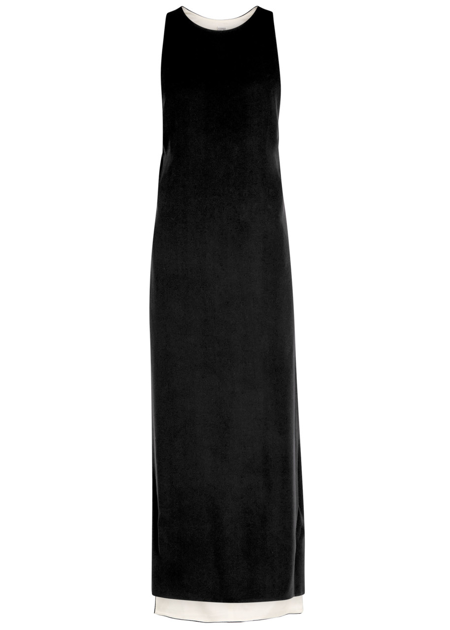 Toteme Layered Racer-back Crepe Midi Dress - Black - S