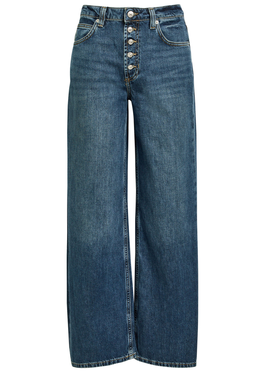 Free People Nia Wide-leg Boyfriend Denim Jeans - Light Blue - W