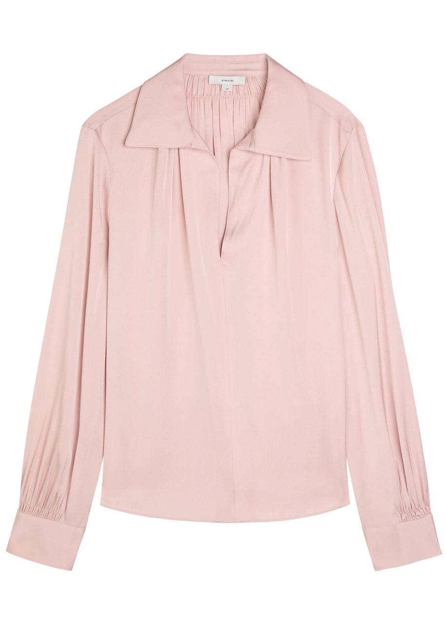 Vince Gathered Silk-blend Blouse - Pink - S - S