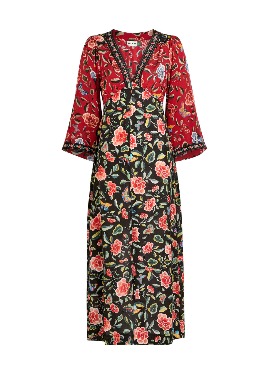 Rixo Dahlia Floral-print Silk-crepe Midi Dress - Multicoloured -