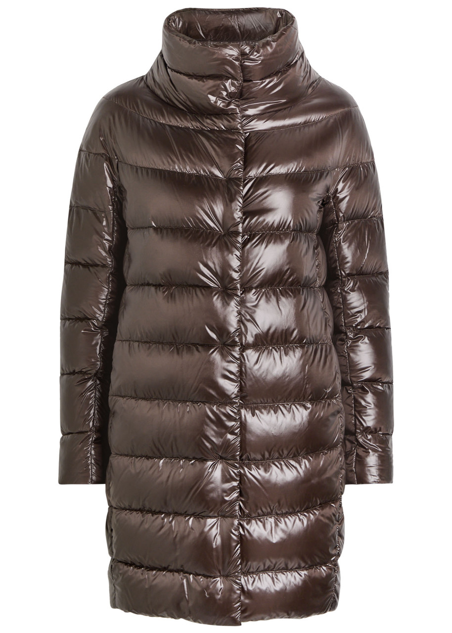 Herno Quilted Shell Coat - Dark Brown - S