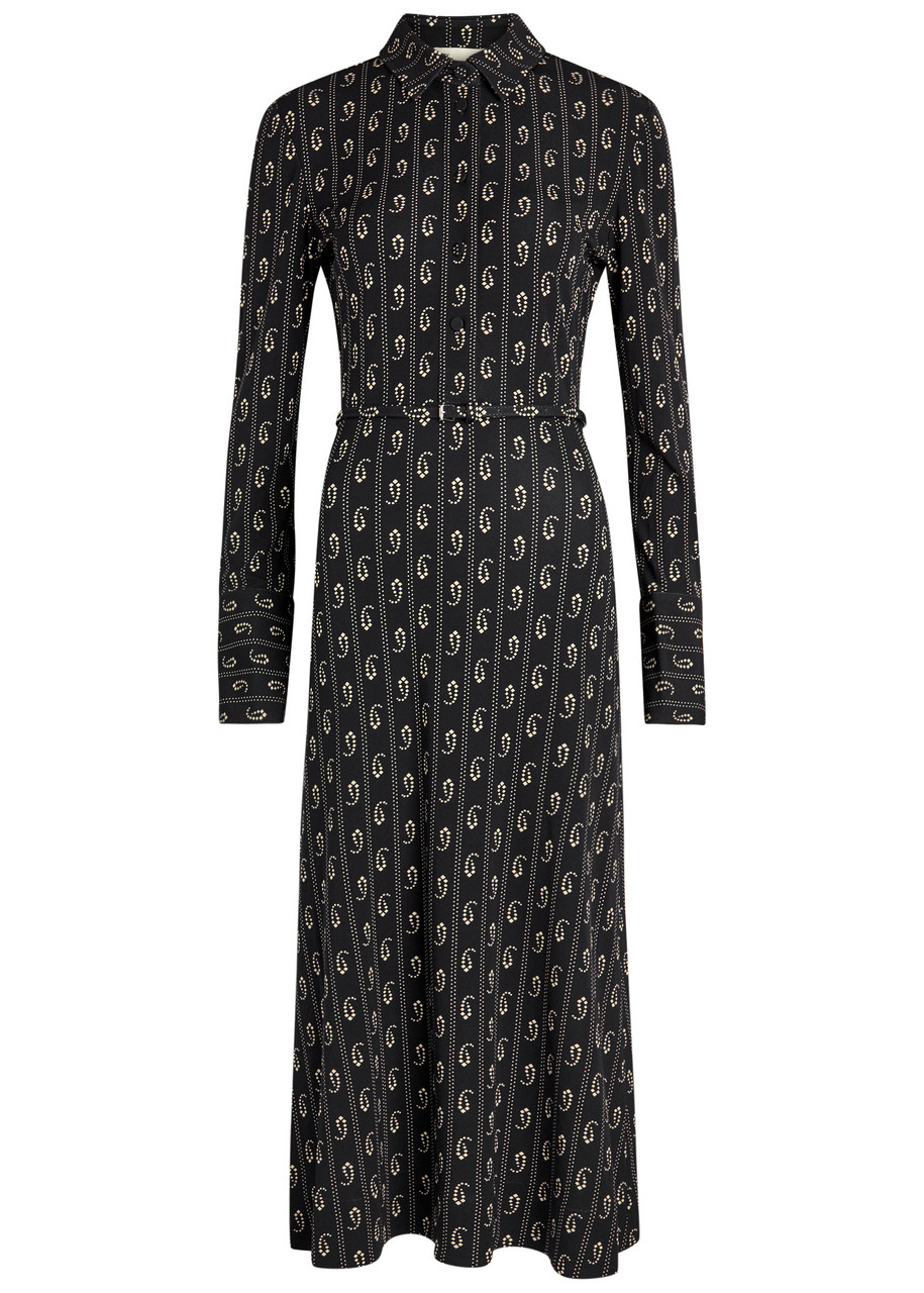 Tory Burch Patterned Stretch-jersey Midi Shirt Dress - Navy - M M