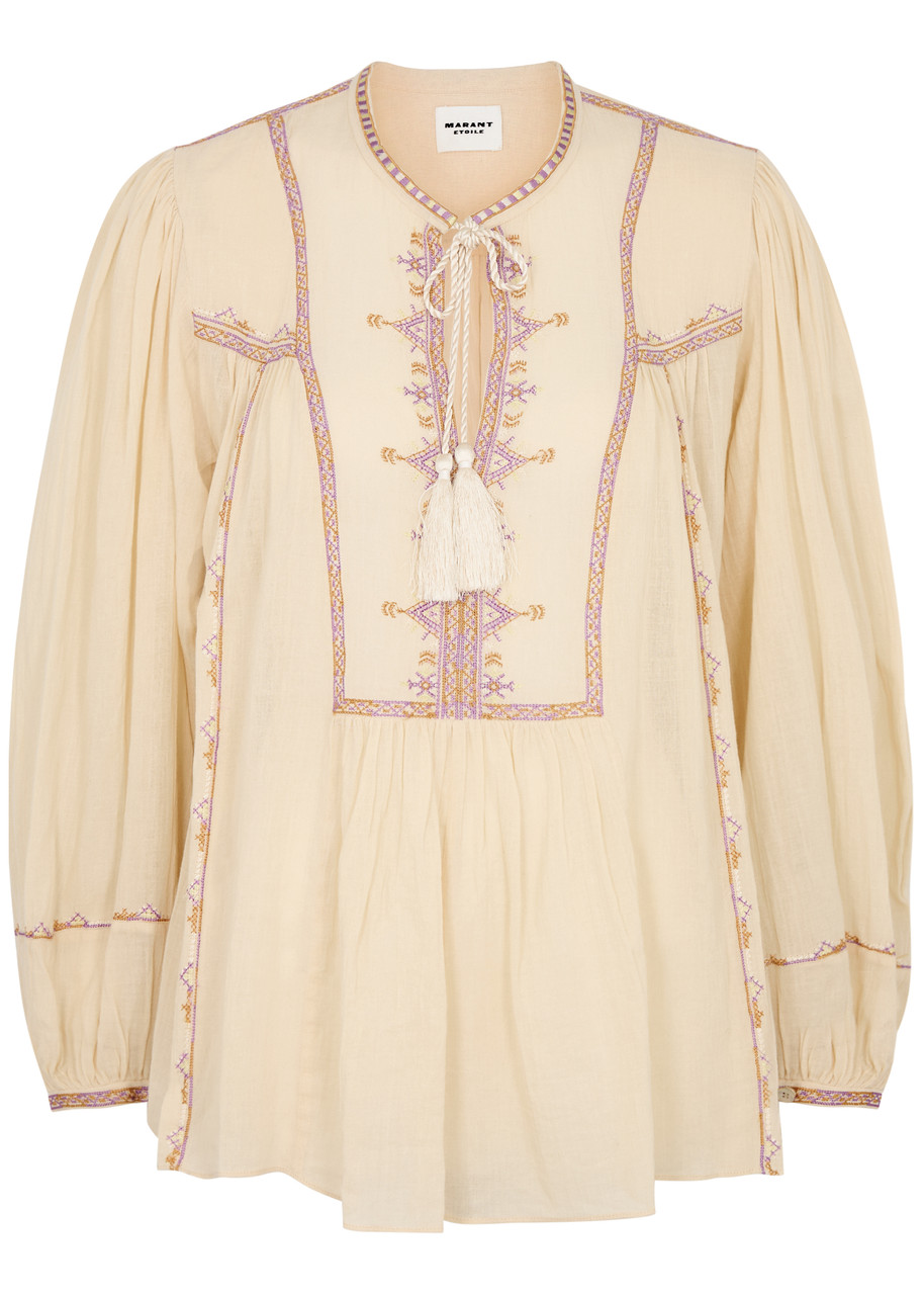 Isabel Marant toile Silekia Embroidered Cotton-voile Blouse - Yellow -