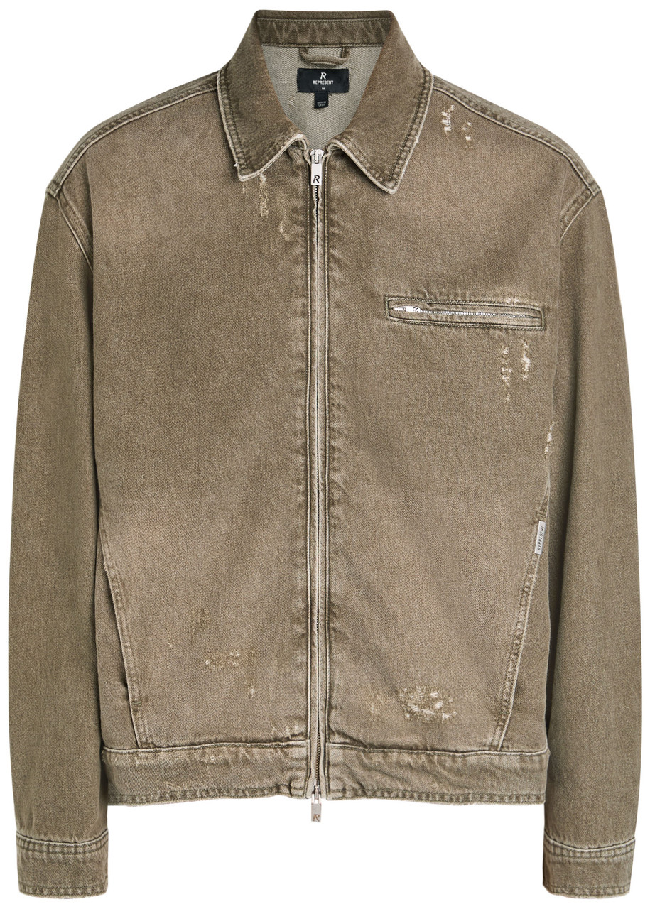 Represent Collared Denim Jacket - Olive