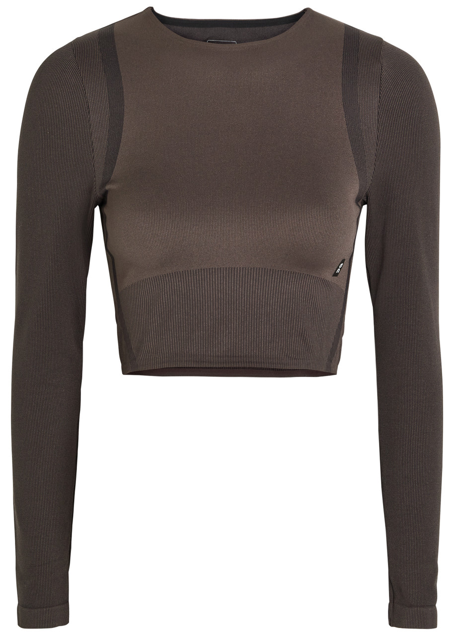ON Studio Ribbed-jacquard Stretch-knit Crop top - Brown - L L