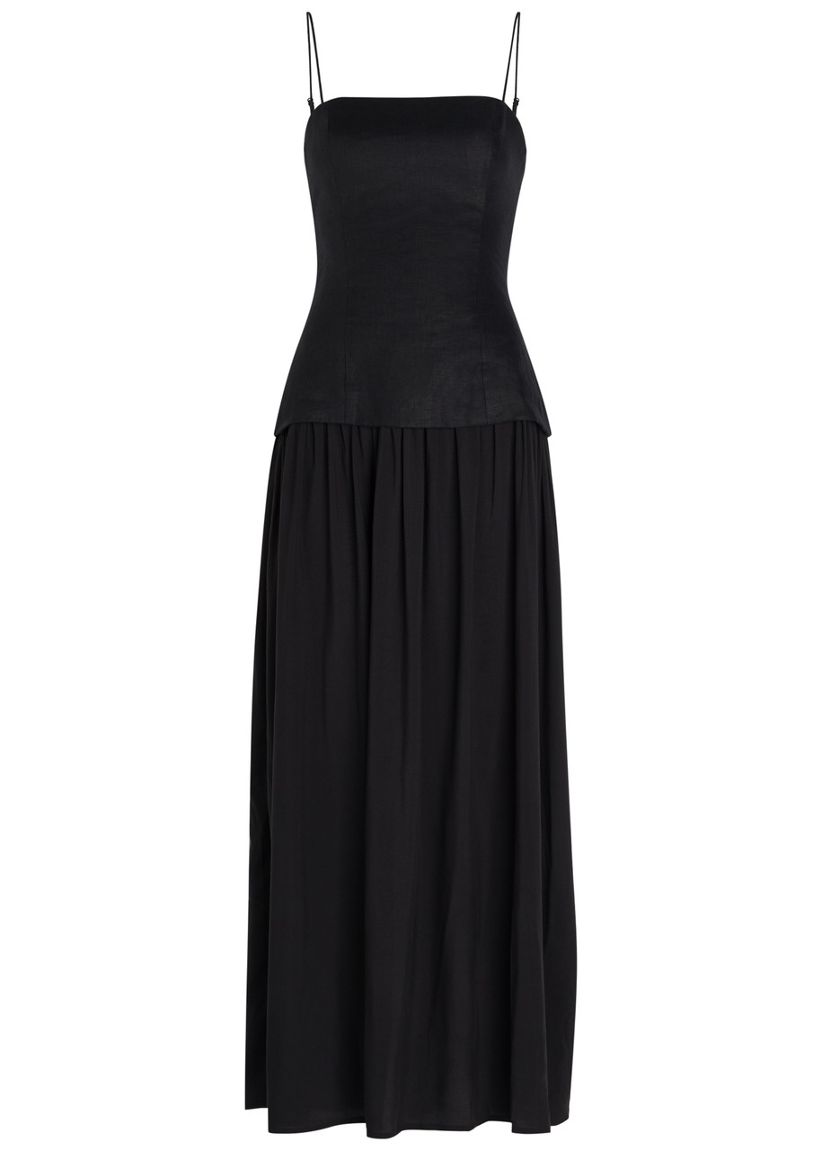 Faithfull The Brand Lenise Linen and Jersey Maxi Dress - Black - L L