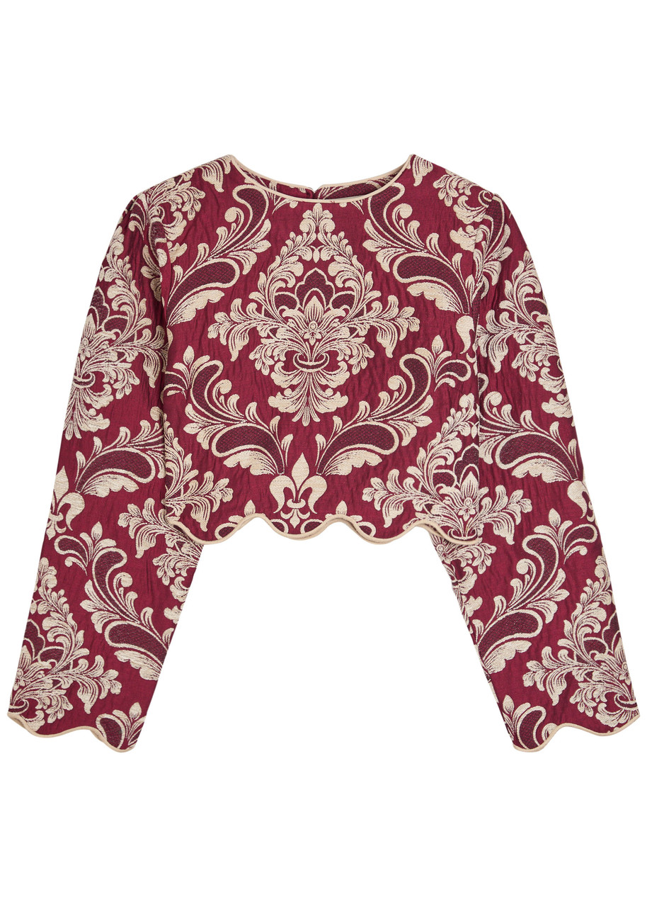 Farm Rio Jacquard Woven Crop top - Red - L L