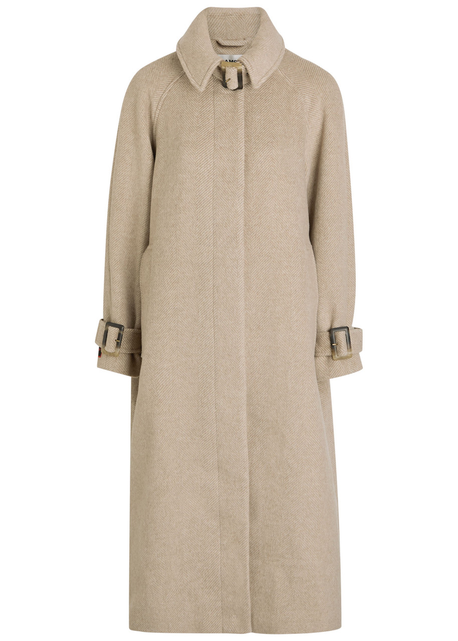 Damson Madder Jude Herringbone Wool-blend Coat - Grey - S