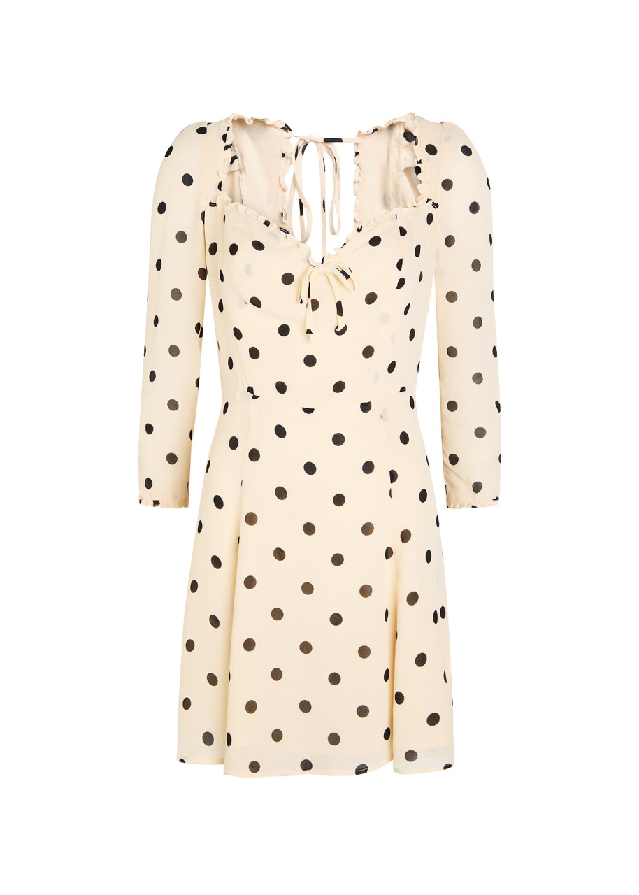 Reformation Remi Polka-dot Georgette Mini Dress - White -
