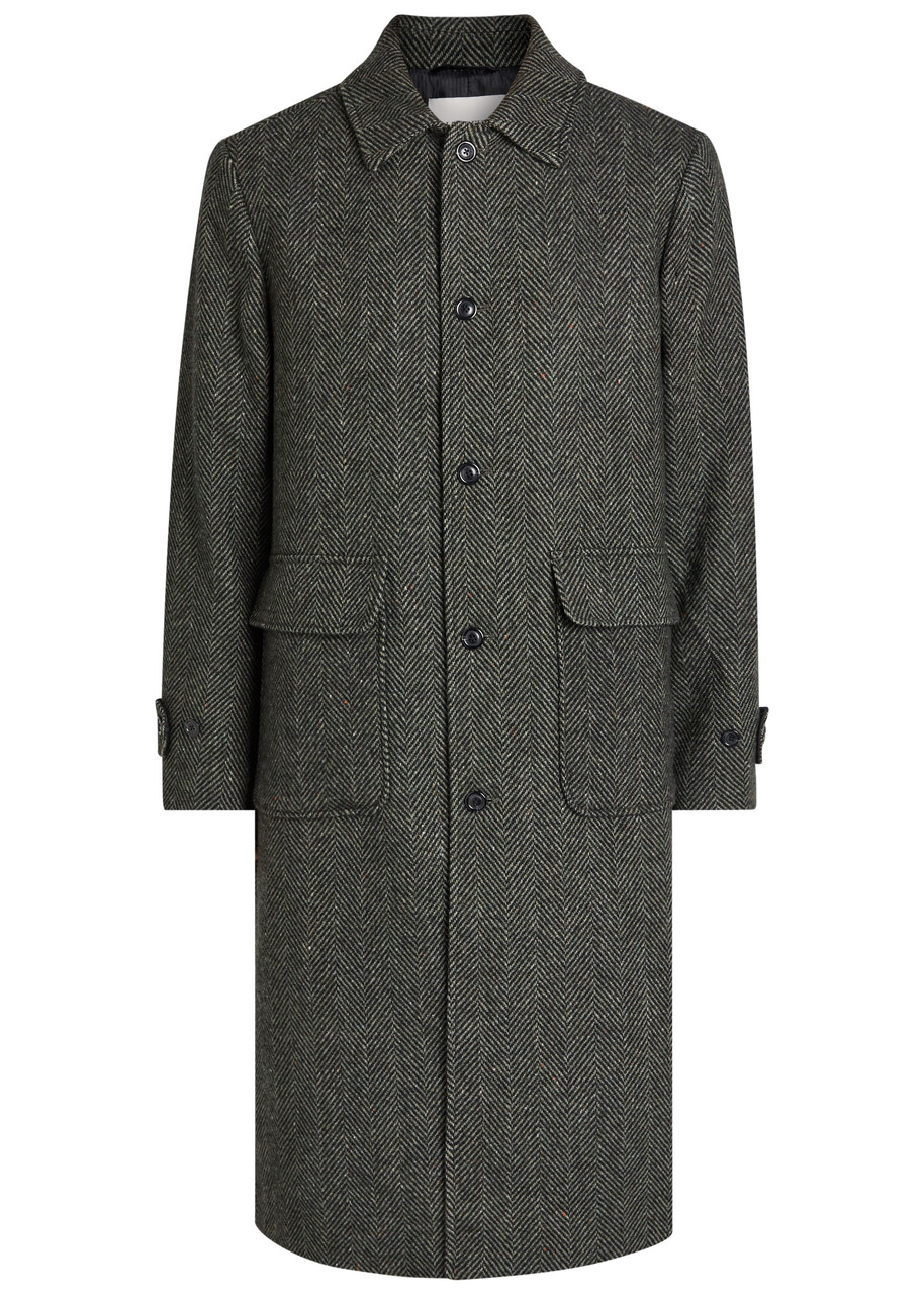 Les Deux Maximillian Herringbone Wool-blend Coat - Black