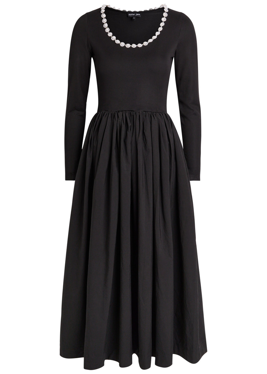 Sister Jane Forever Framed Embellished Jersey and Poplin Midi Dress - Black - M