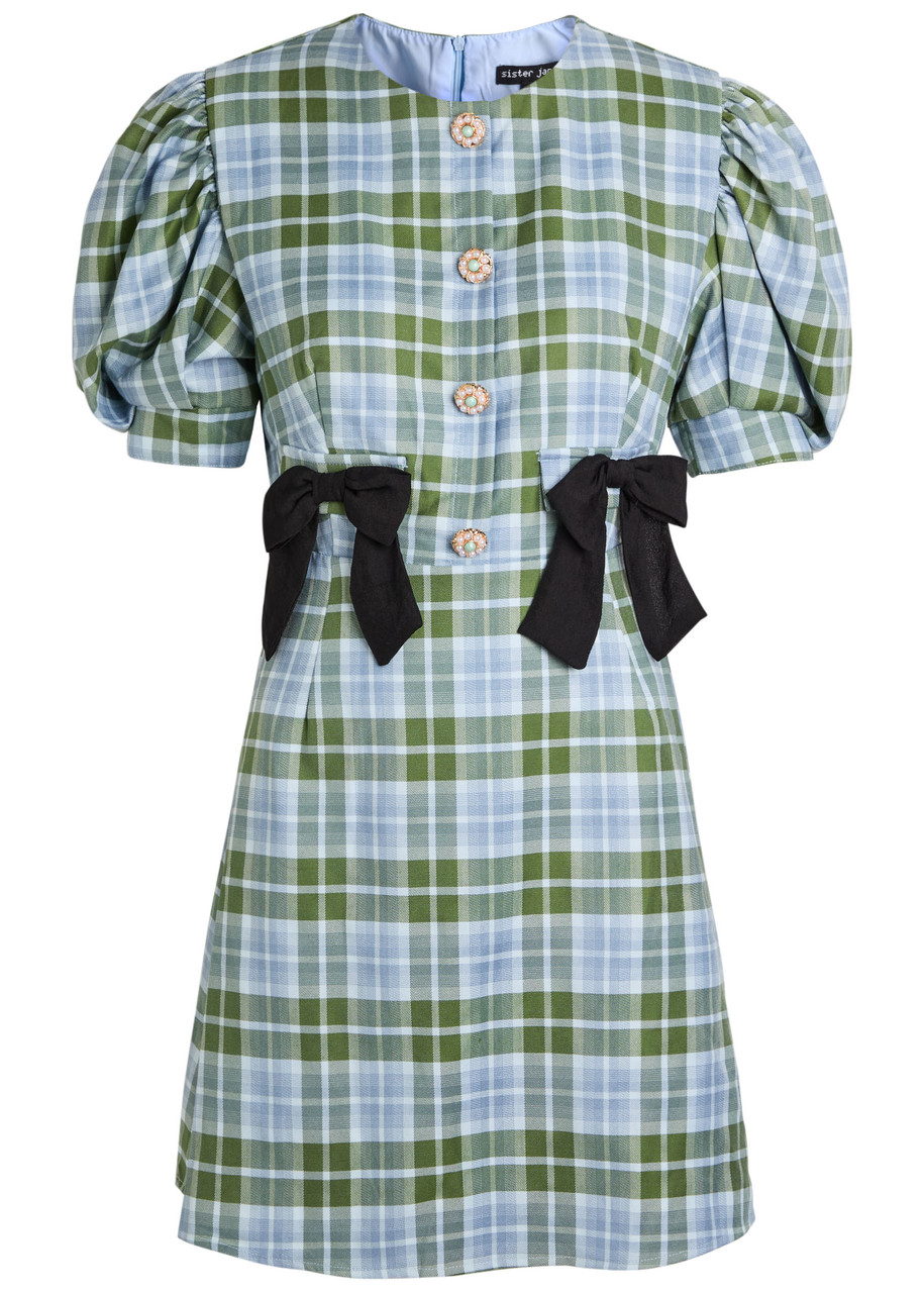 Sister Jane Foyer Checked Woven Mini Dress - Green - S