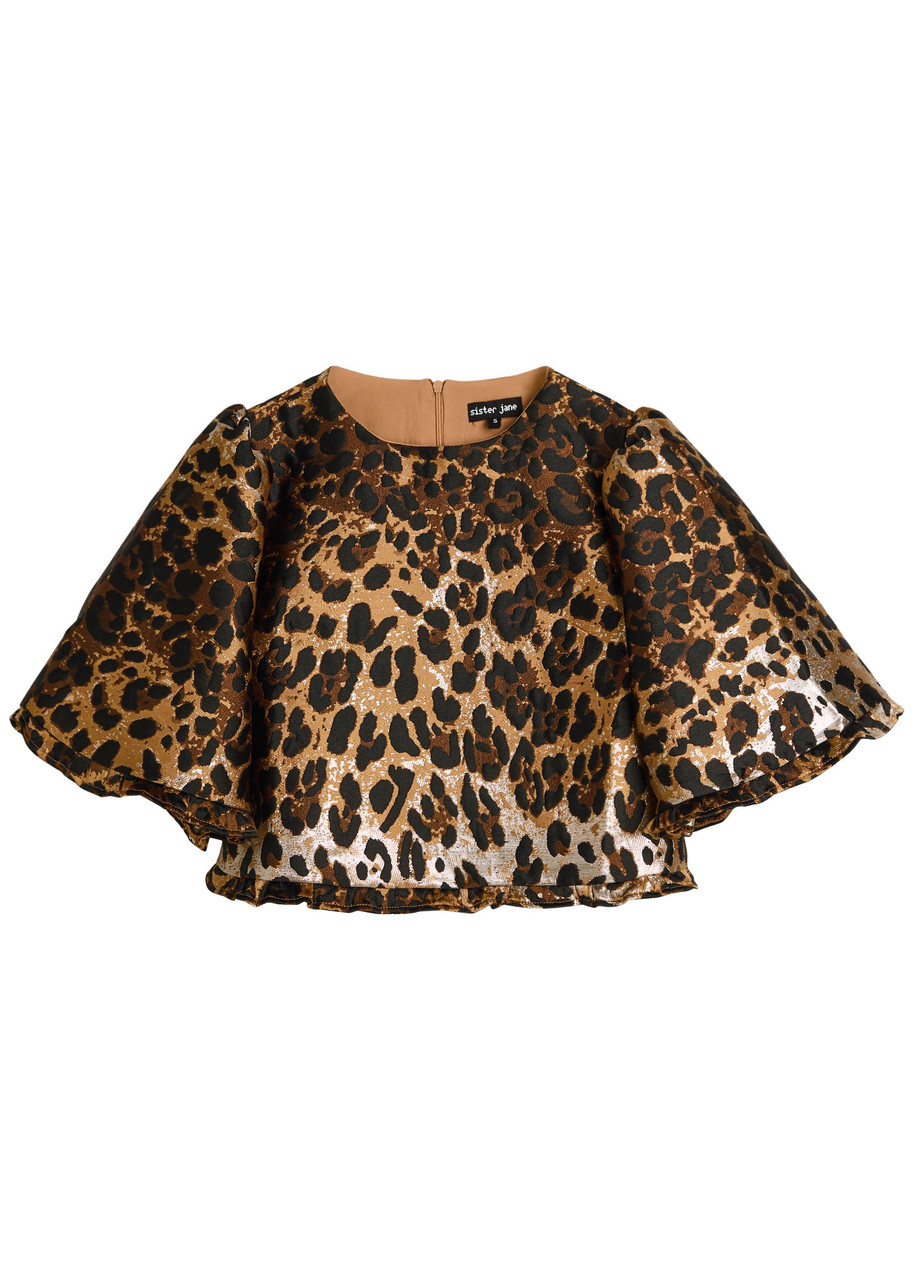 Sister Jane Suite Leopard-jacquard Woven Crop top - L