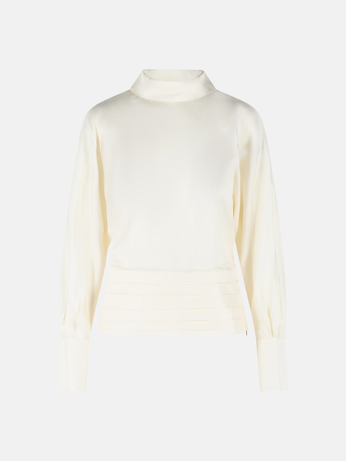RÓHE 'Tuxedo' Cream Silk Blouse