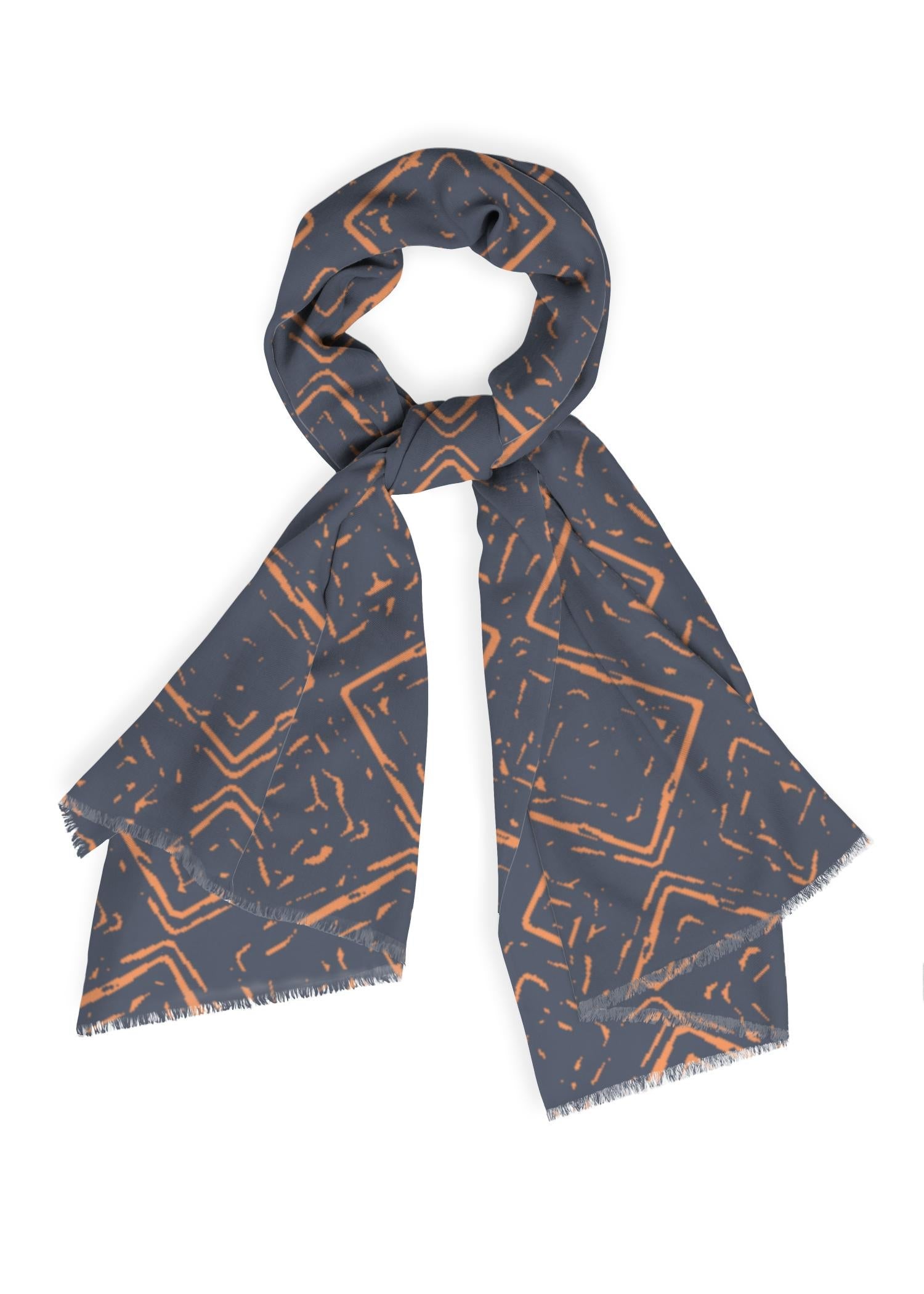 Cashmere Silk Scarf - Dress Blues & Amberglow by VIDA Original Artist