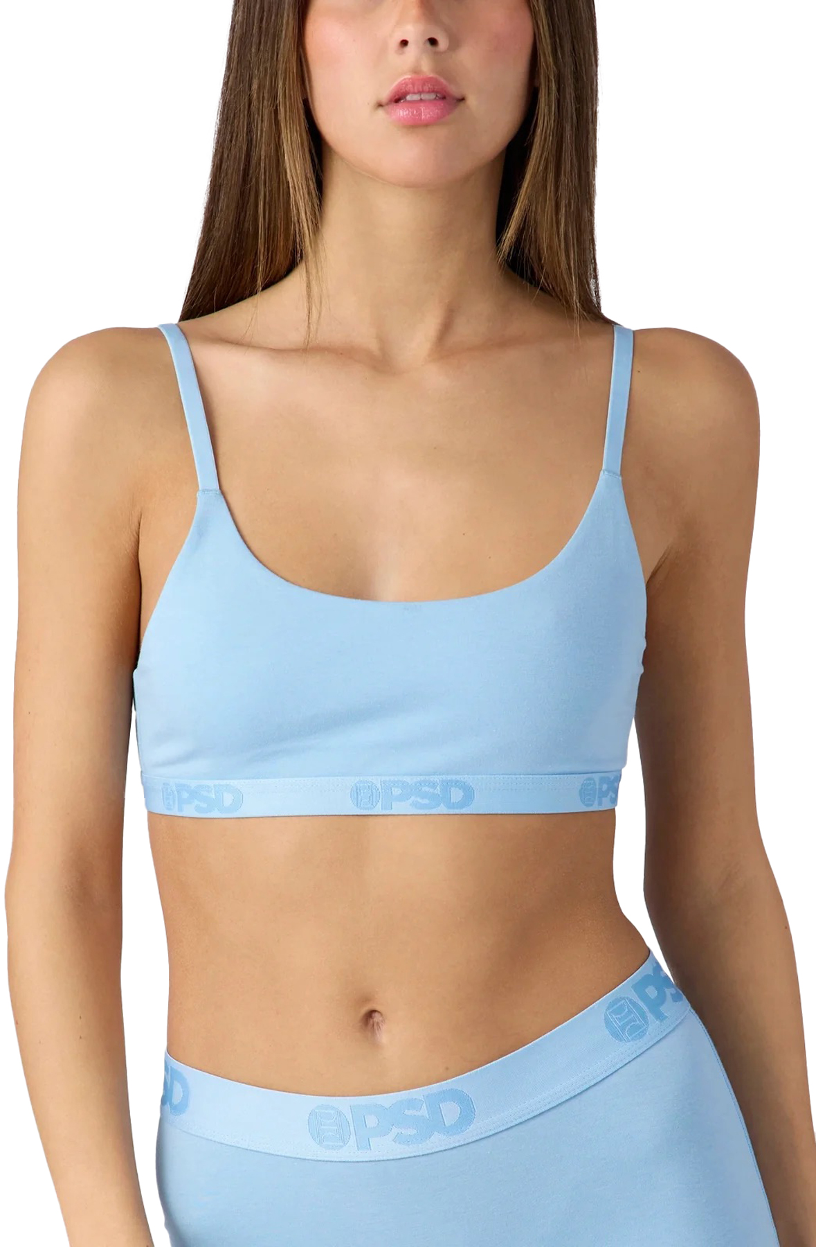 Women Modal Solids Scoop Bralette Baby Blue Bra L Baby Blue