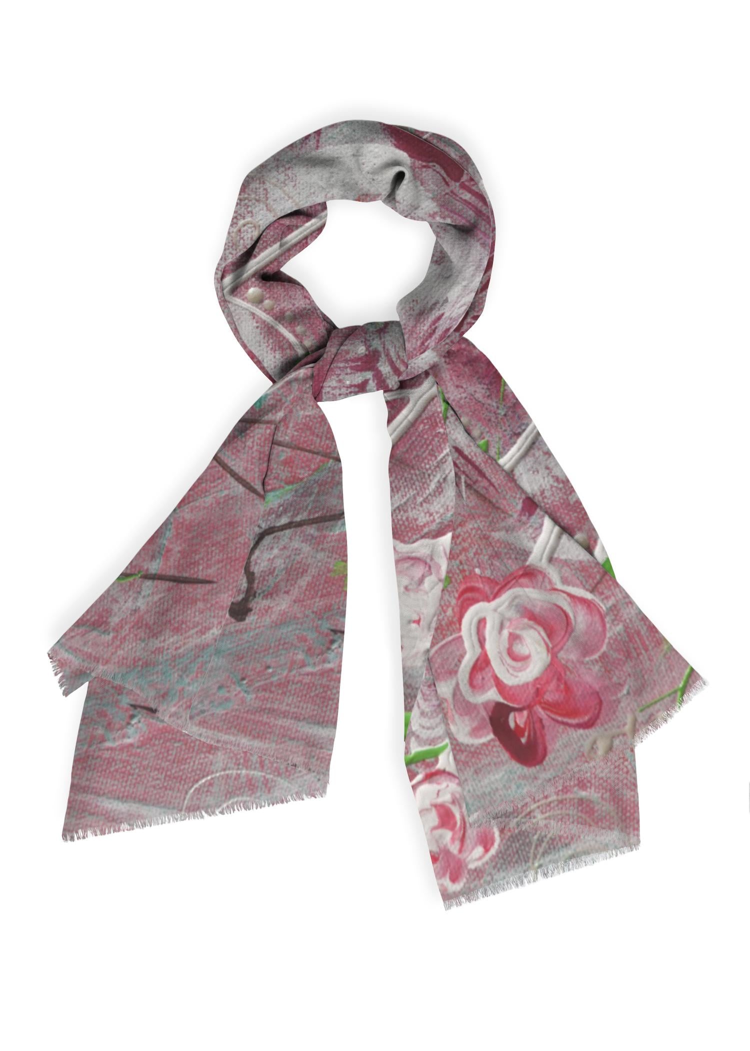 Cashmere Silk Scarf - Shabby Chic Rose Dress by VIDA Original Artist