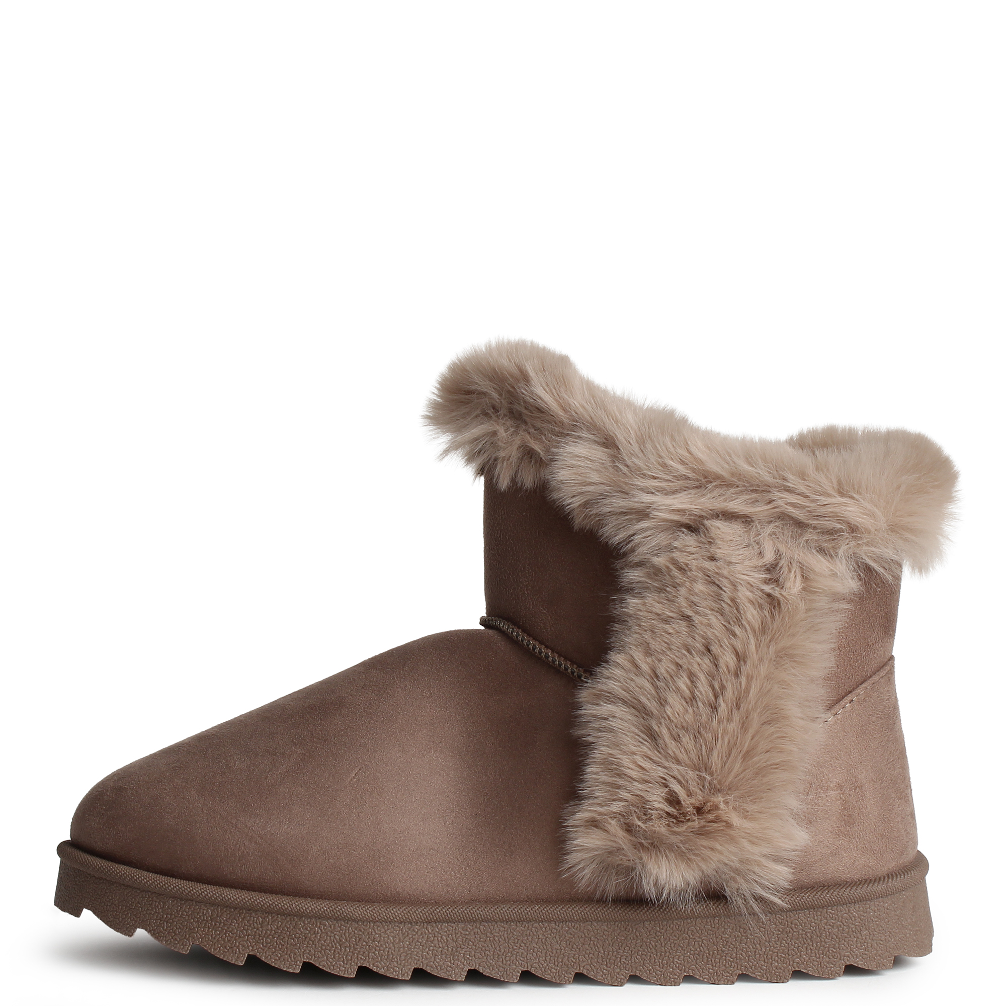 Women Melon- Ankle Fur Bootie Taupe Boots . Taupe