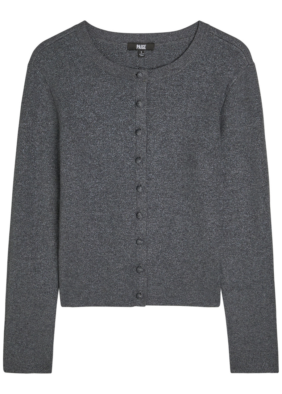 Paige Anzu Metallic Knit Cardigan - Dark Grey - S - S
