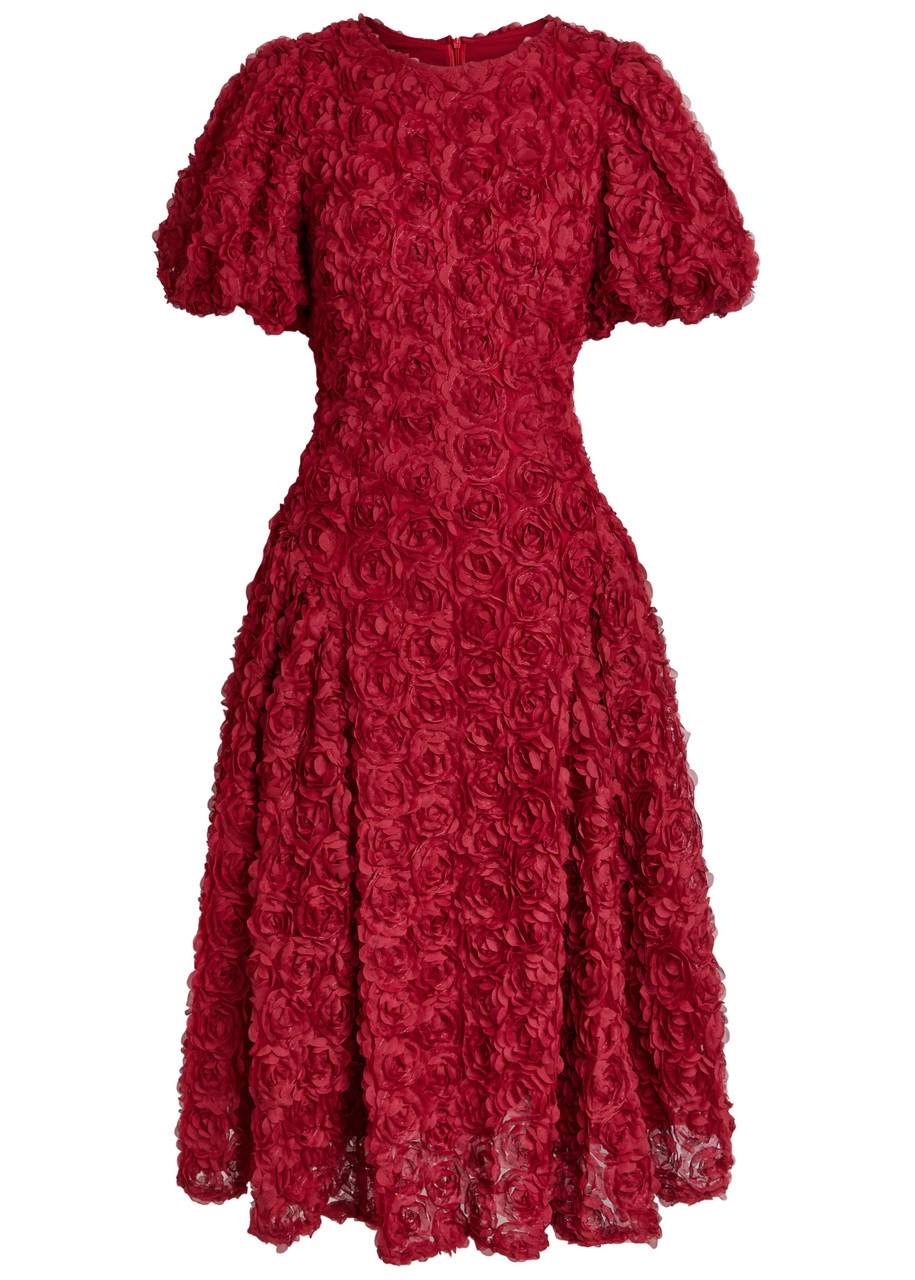 Sister Jane Cabaret Floral-appliqud Tulle Midi Dress - Red - S