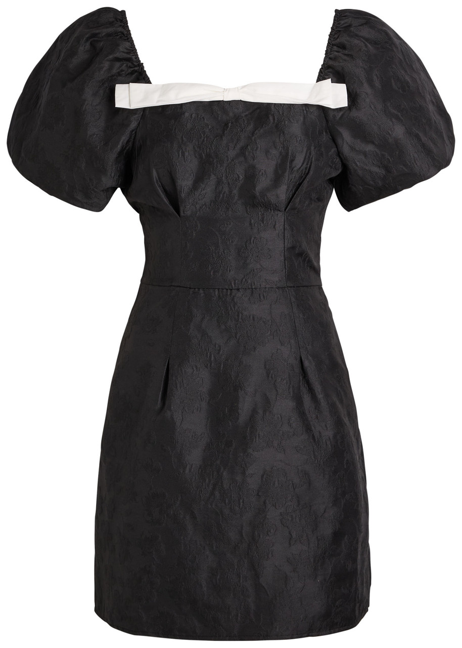 Sister Jane Cocktail Floral-jacquard Woven Mini Dress - Black And White - M