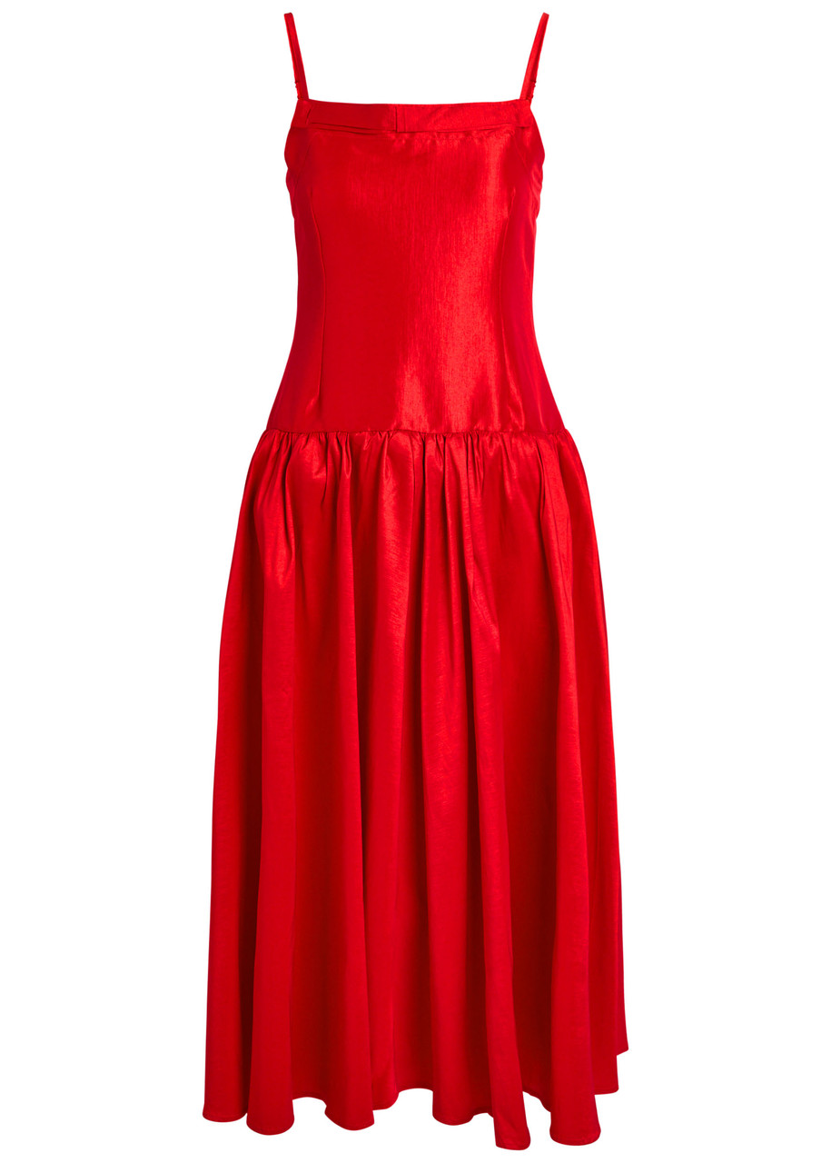 Sister Jane Quartet Taffeta Midi Dress - Red -