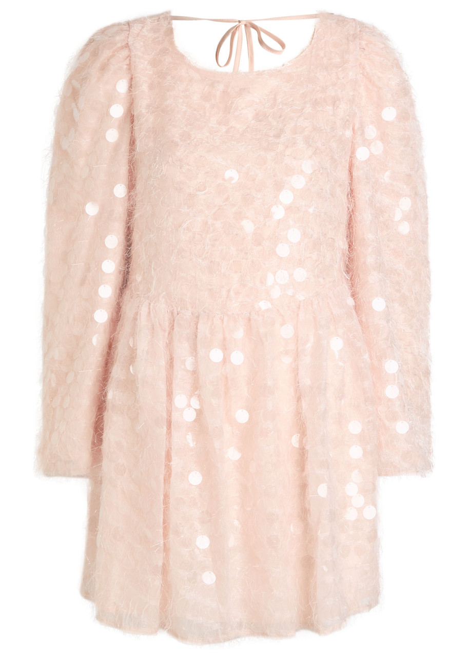 Sister Jane Teese Embellished Voile Mini Dress - Light Pink -