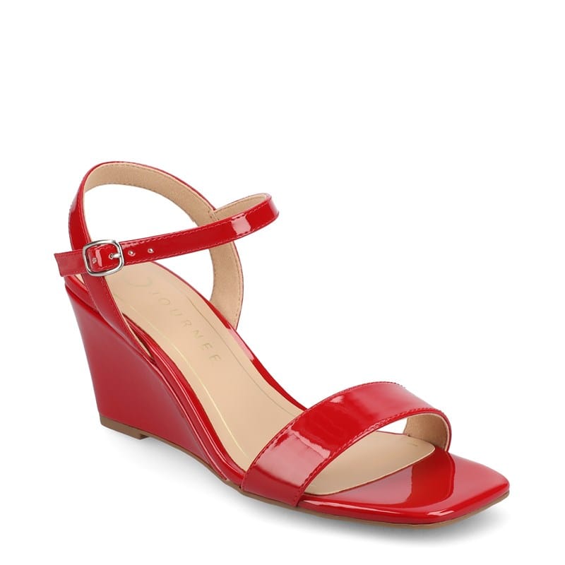 Journee Women's Clayr Wedge Dress Sandals PatentRed - Size .
