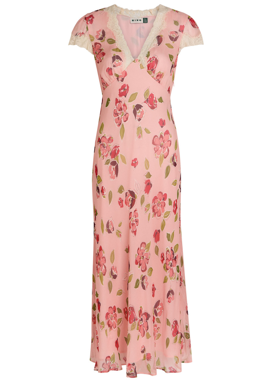 Rixo Clarice Floral-print Georgette Midi Dress - Pink -