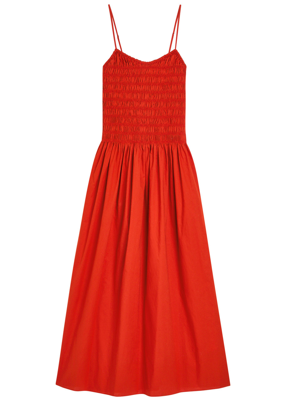Faithfull The Brand Araceli Smocked Cotton Maxi Dress - Red - S - S