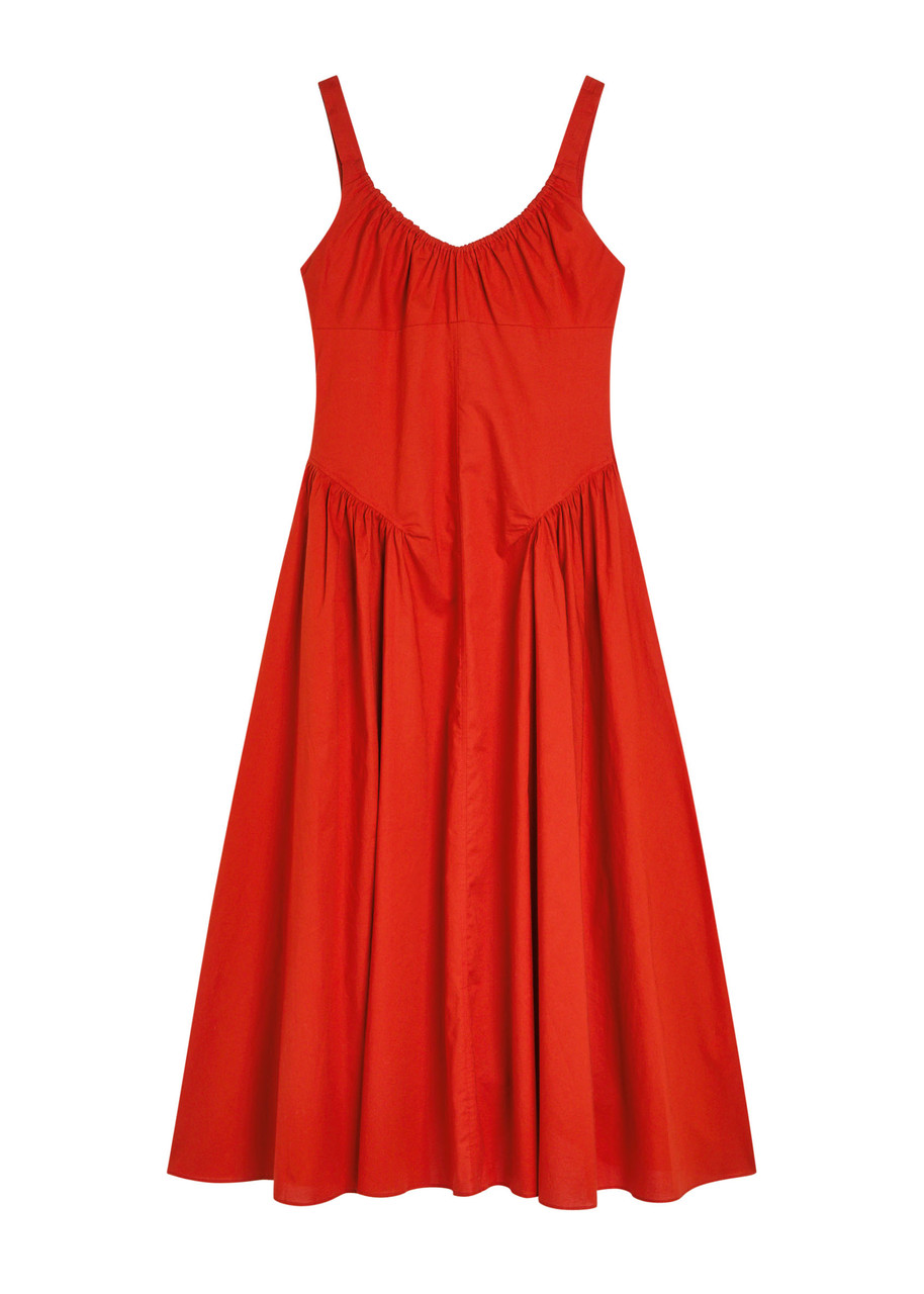 Faithfull The Brand Olas Cotton Midi Dress - Red