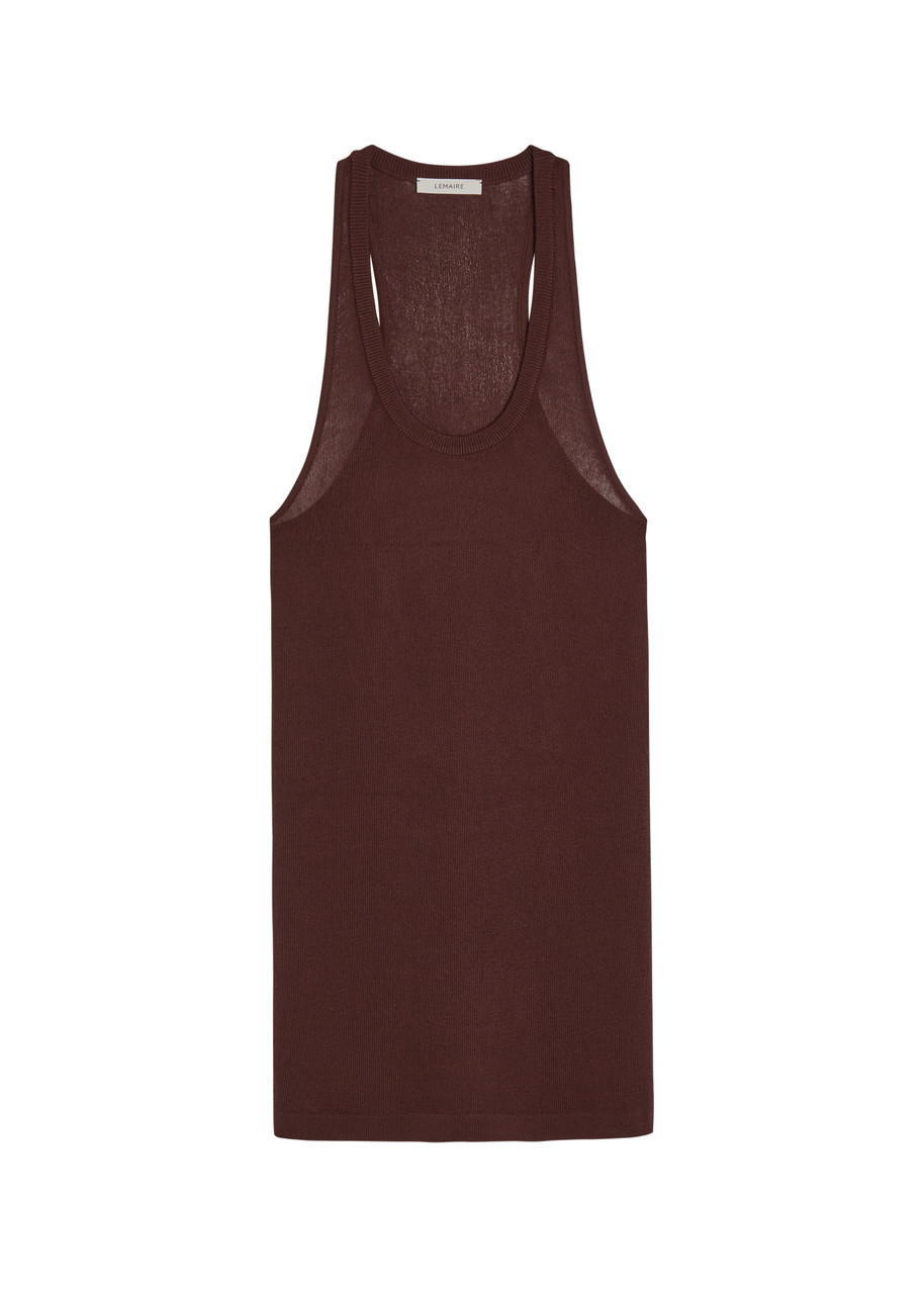 Lemaire Scoop-neck Fine-knit Mini Dress - Brown