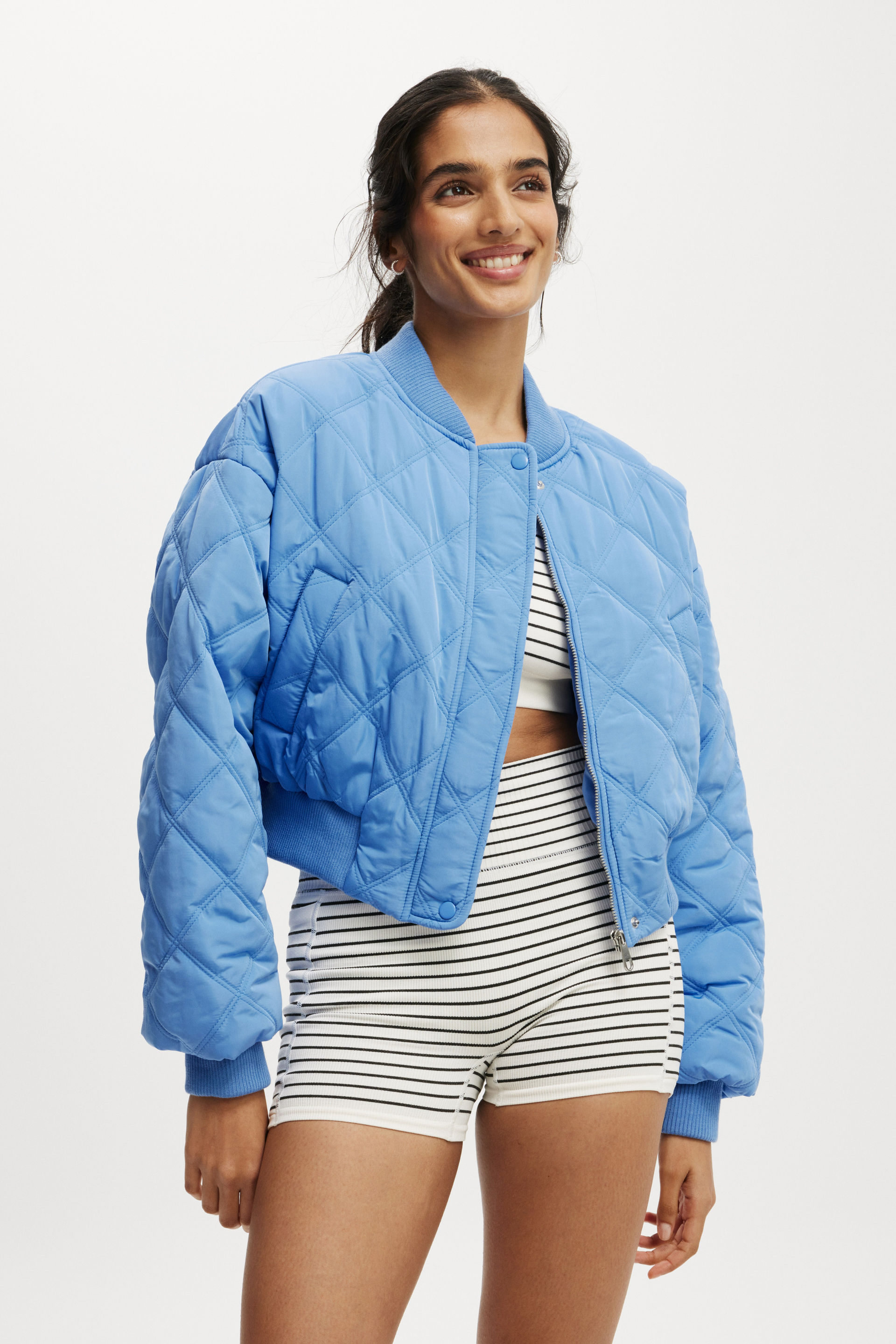 Body - Quilted Rib Bomber Jacket - Adrift blue