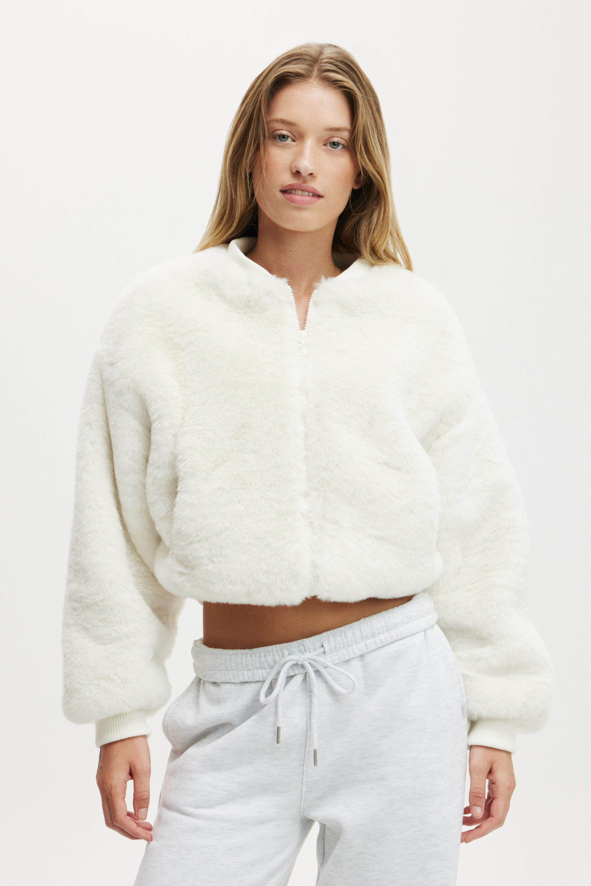 Body - Ariel Faux Fur Bomber Jacket - Coconut milk