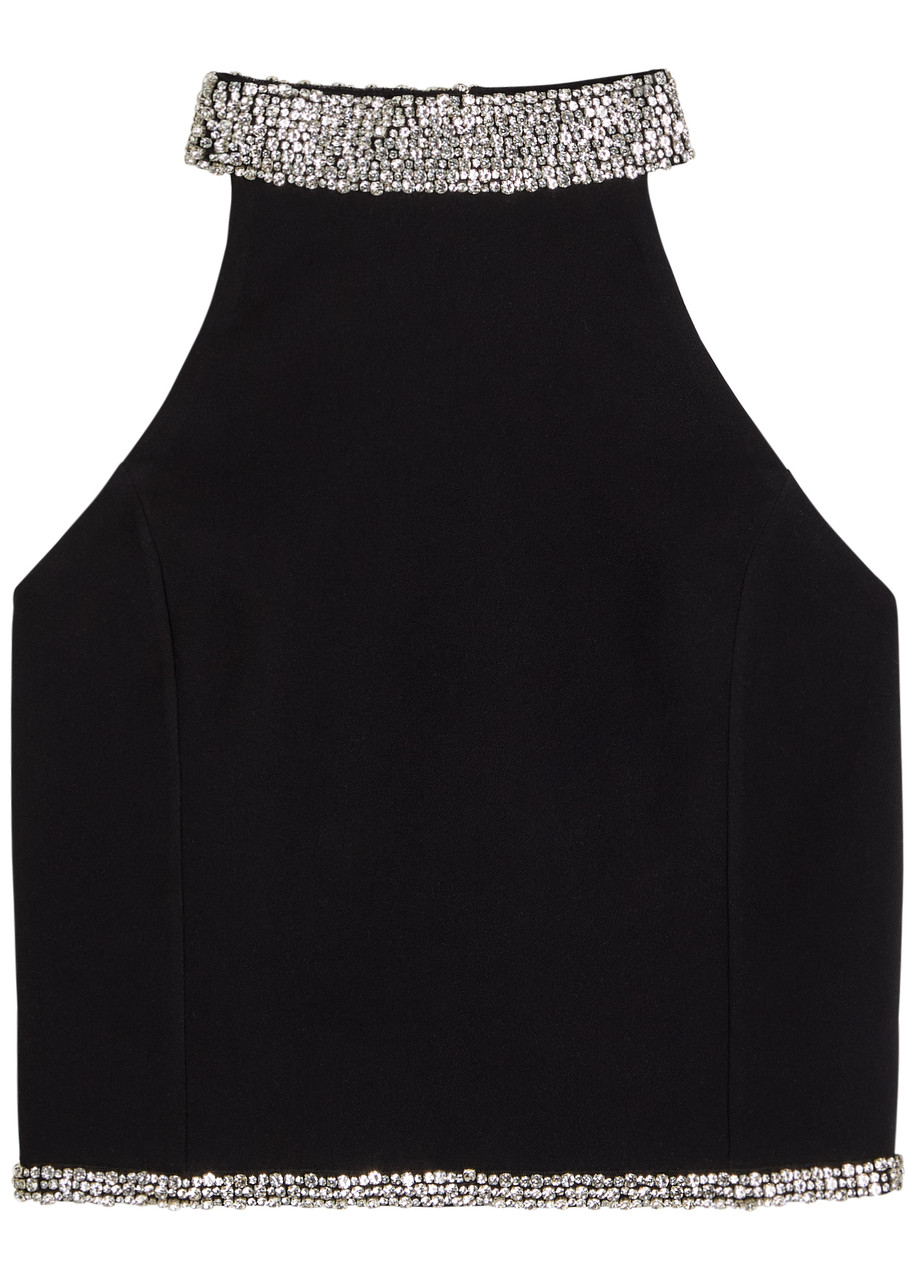 Alice + Olivia Gatz Crystal-embellished Crepe Crop top - Black - L