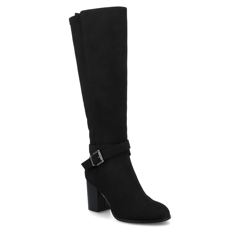 Journee Women's Avalonn Knee High Extra Wide Calf Dress Boots Black Suede - Size .