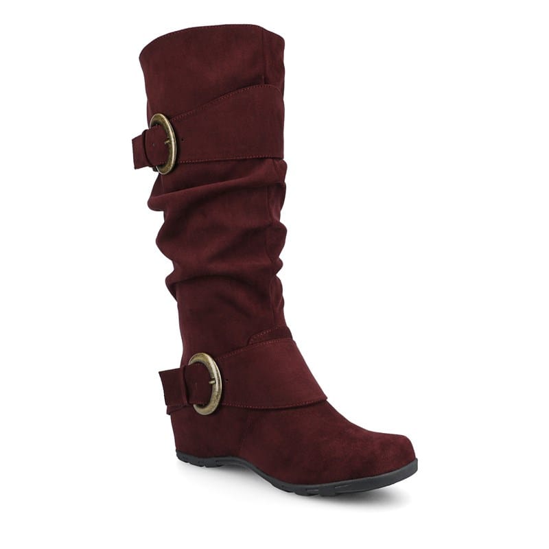 Journee Women's Jester Wide Calf Tall Slouch Boots Oxblood - Size .