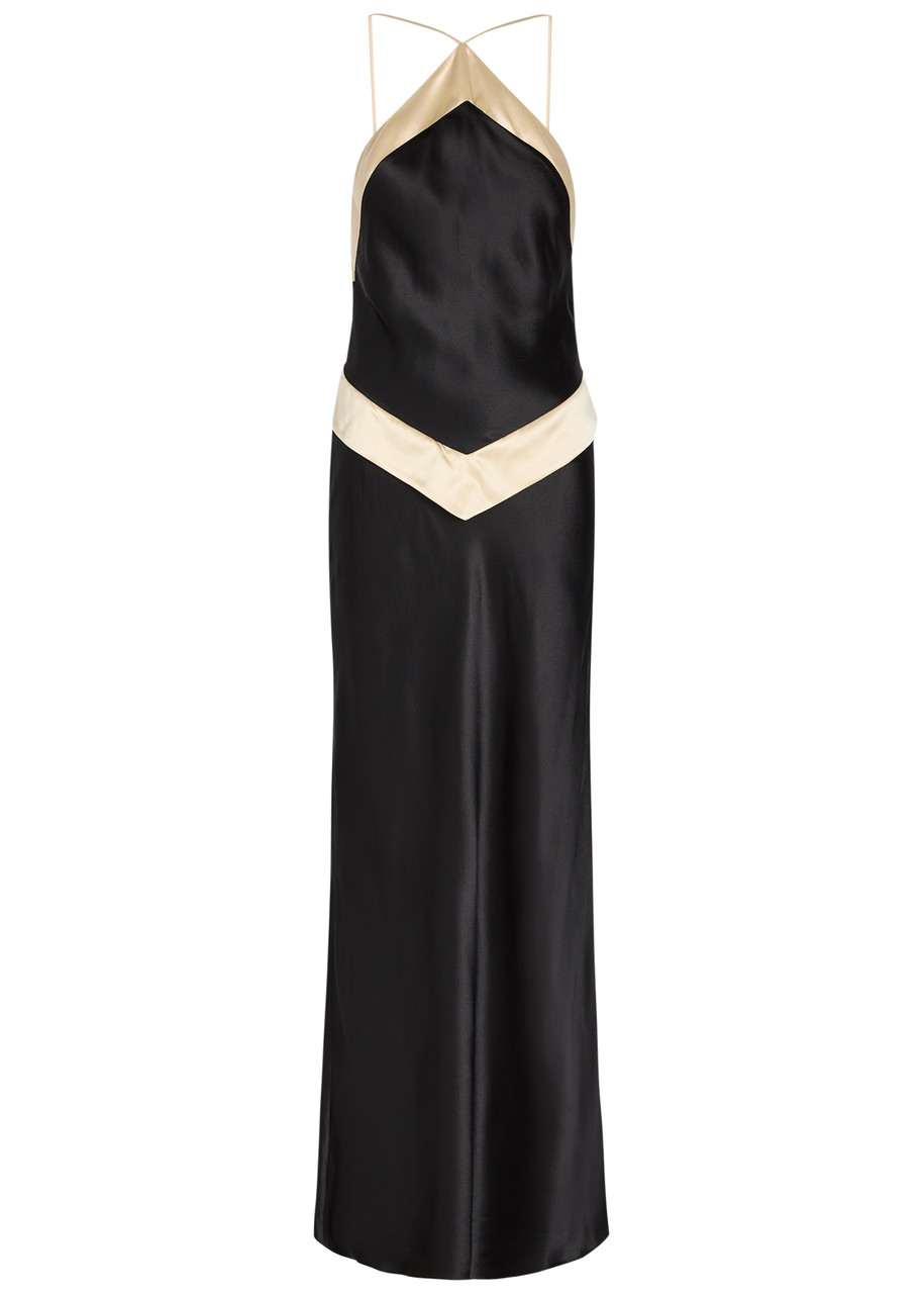 Reformation Jillian Panelled Silk Maxi Dress - Black And White -