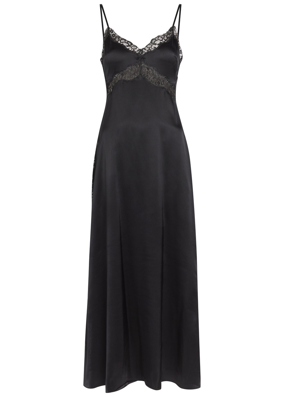 Reformation Ericka Lace-trim Silk Midi Slip Dress - Black - S