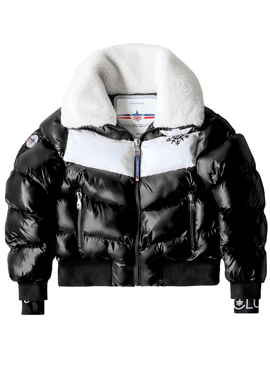 Malibu Ski Club Apres Slick Bomber Jacket - Black - S - S